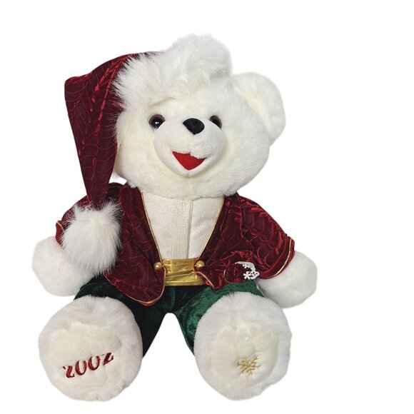 Dan Dee Christmas Teddy Bear Plush 2002 Holiday Edition White Red Green 22” - Picture 1 of 7